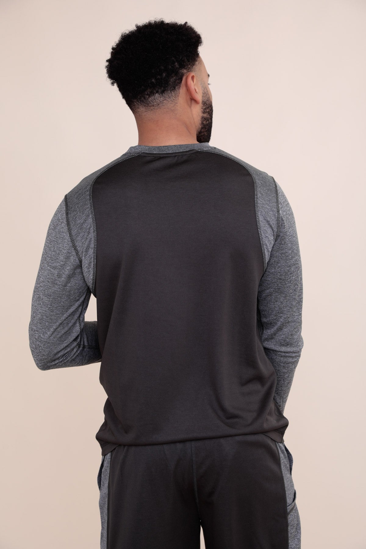 Two-Tone Micro-Perforated Active Long Sleeve Top