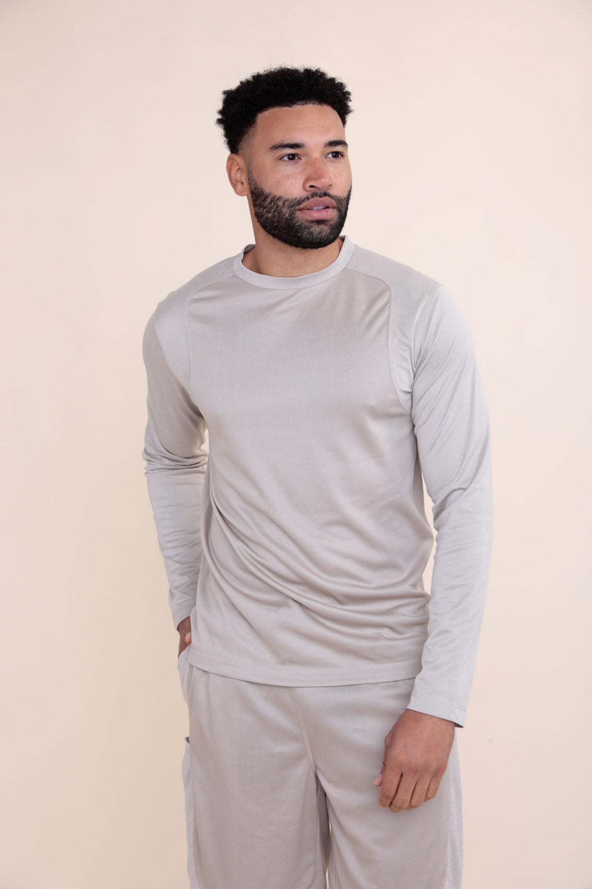 Two-Tone Micro-Perforated Active Long Sleeve Top