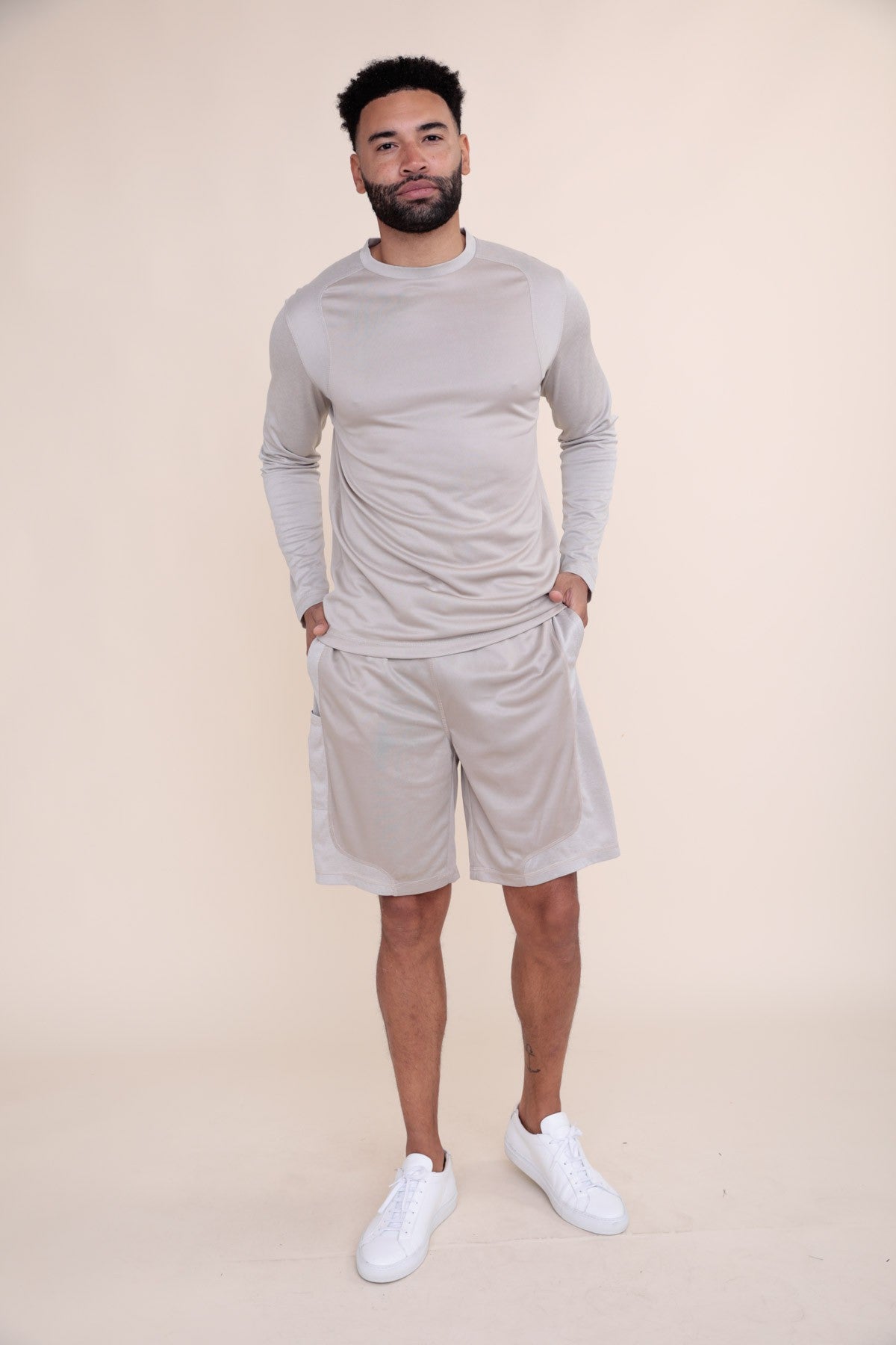 Two-Tone Micro-Perforated Active Long Sleeve Top