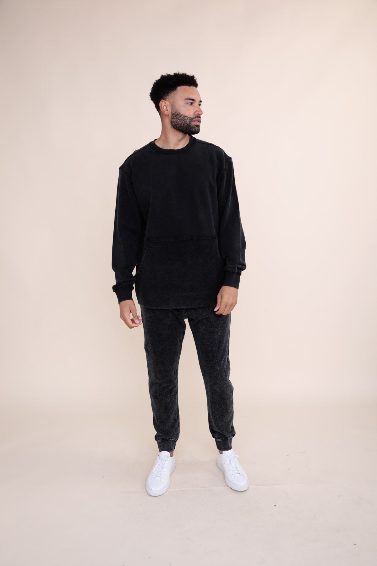 Reversed Pocket Mineral-Wash Pullover