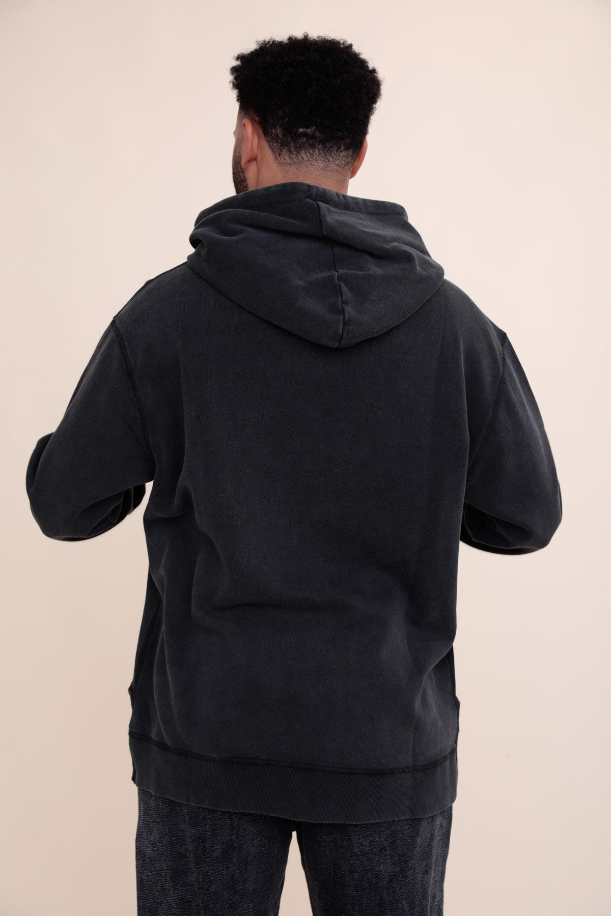 Reversed Pocket Mineral-Wash Hoodie Sweatshirt