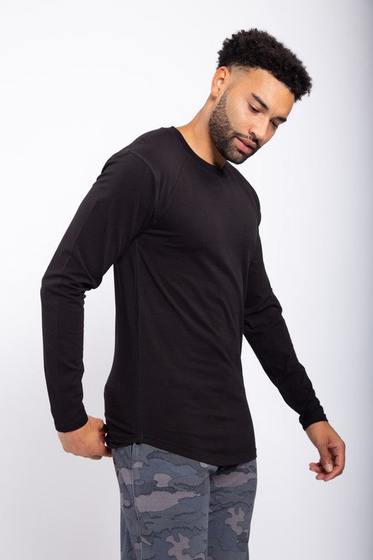 Long Sleeve Top with Curved Hem