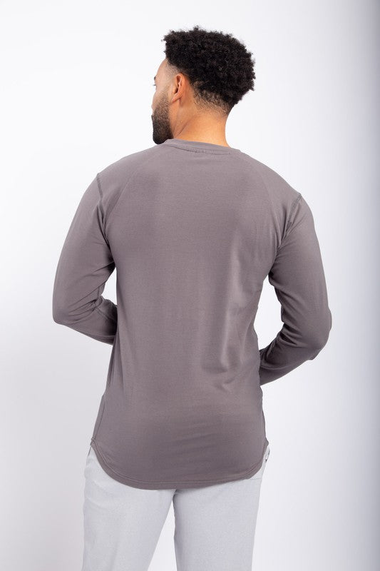 Long Sleeve Top with Curved Hem