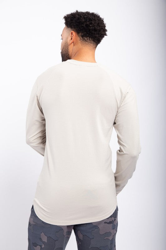 Long Sleeve Top with Curved Hem