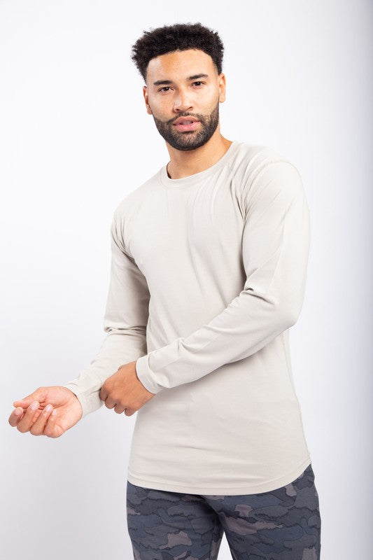 Long Sleeve Top with Curved Hem