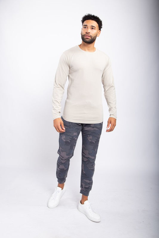 Long Sleeve Top with Curved Hem