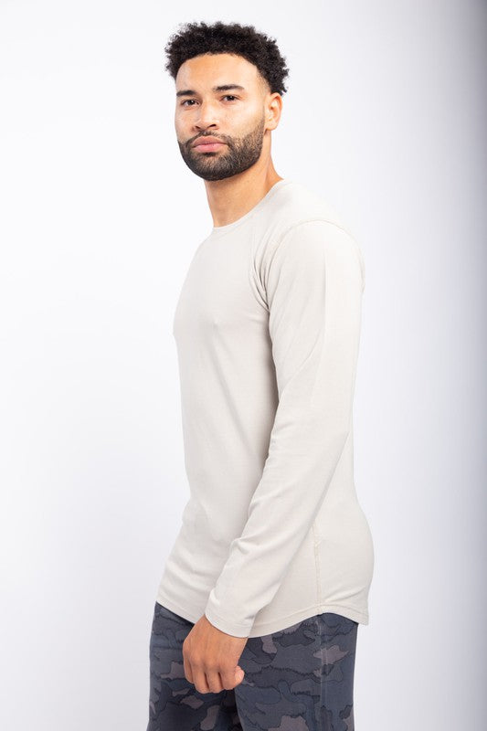 Long Sleeve Top with Curved Hem